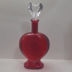 Red Heart Glass Decanter with Heart Stopper